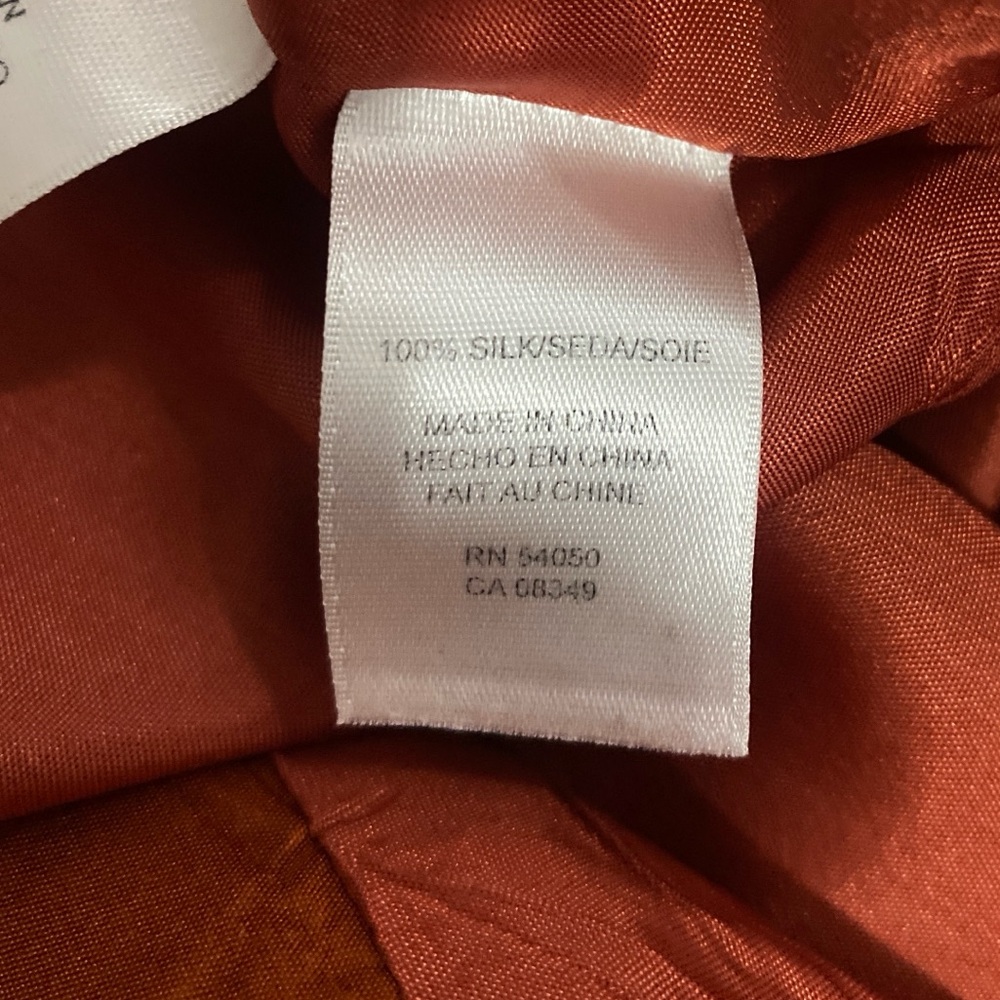 Anne Klein Orange Dress Sleeveless Belted 100% Silk Size 14 - Picture 9 of 10